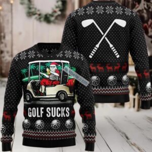 Golf Sucks Santa Claus Beer Ugly Christmas Sweater Plus Size
