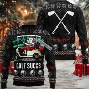 Golf Sucks Santa Claus Beer Ugly Christmas Sweater Plus Size