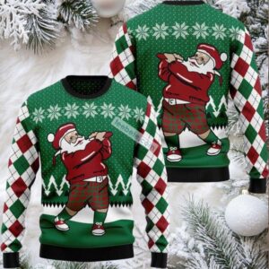 Golfer Santa Ugly Christmas Sweatshirt Green Best