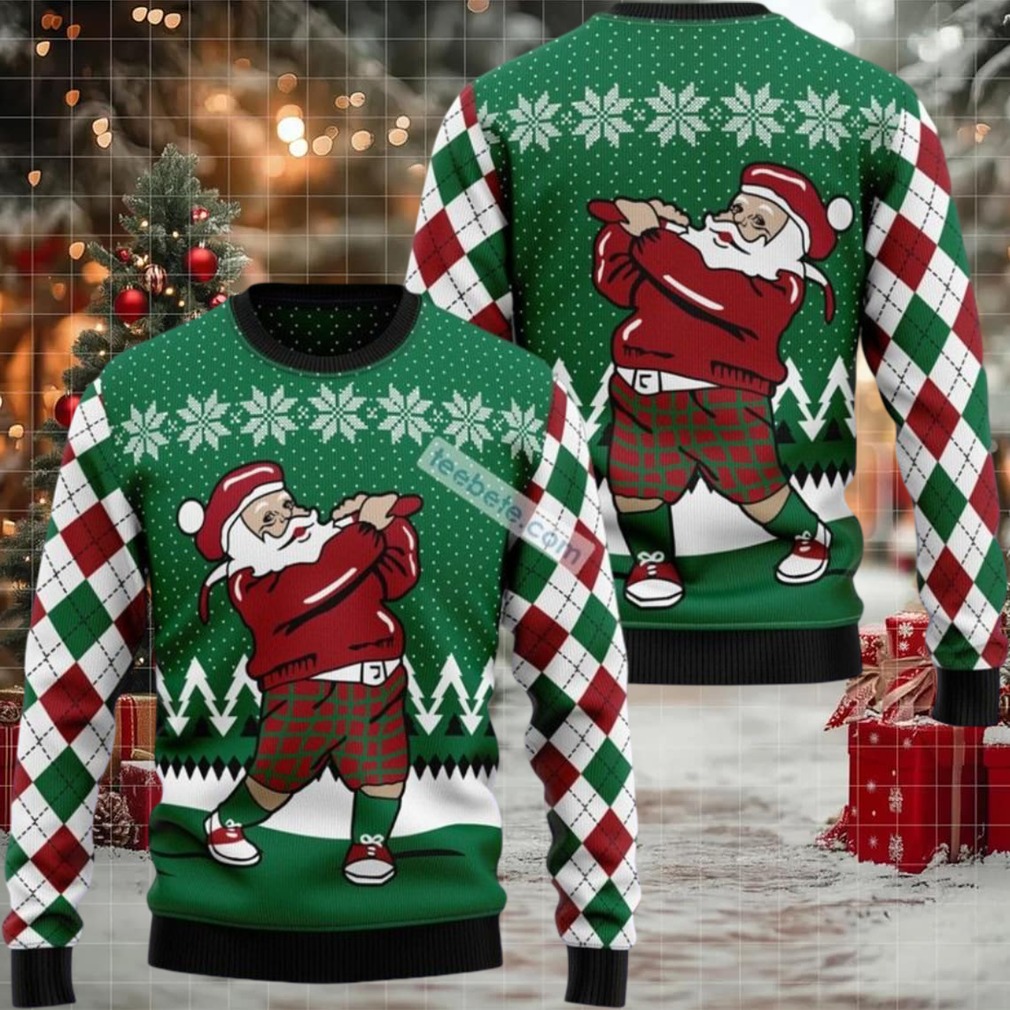 Golfer Santa Ugly Christmas Sweatshirt Green Best Golfer Santa Ugly Christmas Sweatshirt Green Best