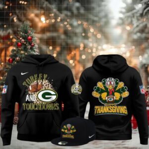 Green Bay Packers Thanksgiving Game 2025 Turkey And Touchdowns Hoodie T Shirt