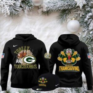 Green Bay Packers Thanksgiving Game 2025 Turkey And Touchdowns Hoodie T Shirt