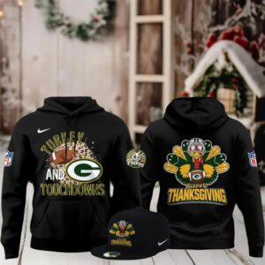 Green Bay Packers Thanksgiving Game 2025 Turkey And Touchdowns Hoodie T Shirt
