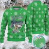 Black & Green Zigzag Knit “Busch Light Grinch Santa” Ugly Christmas Sweater