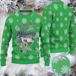 Green Snowflake Pattern Tito’s Handmade Vodka “Season’s Drinkings” Ugly Christmas Sweater