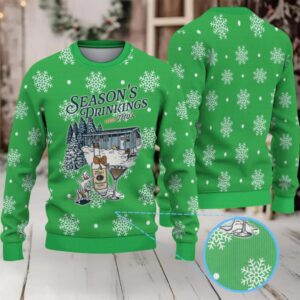 Green Snowflake Pattern Tito’s Handmade Vodka “Season’s Drinkings” Ugly Christmas Sweater