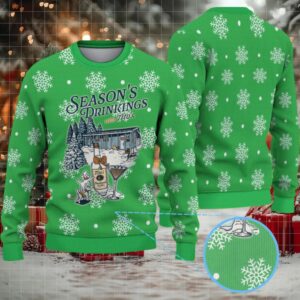Green Snowflake Pattern Tito’s Handmade Vodka “Season’s Drinkings” Ugly Christmas Sweater
