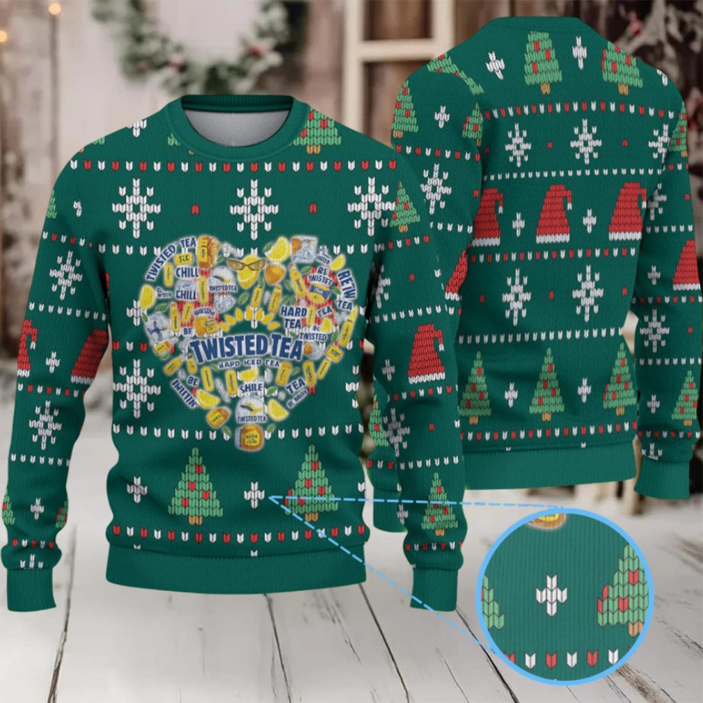 Green Twisted Tea Heart Christmas Pattern Ugly Sweater Green Twisted Tea Heart Christmas Pattern Ugly Sweater