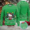 Yellow and Red Pixel Tree Knit Ugly Christmas Sweater Jack Daniel’s Whiskey with Baby Groot Holding Bottle