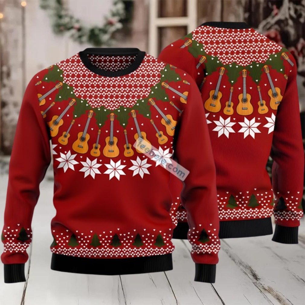 Guitar Teacher Gift Ugly Christmas Sweater Red Friends