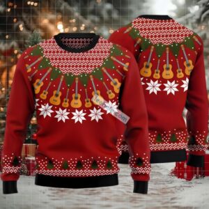 Guitar Teacher Gift Ugly Christmas Sweater Red Friends
