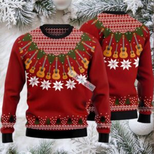Guitar Teacher Gift Ugly Christmas Sweater Red Friends
