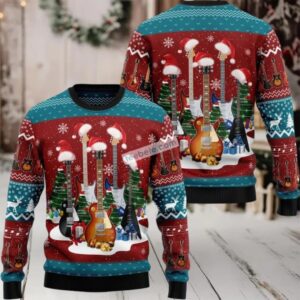 Guitar Xmas Music Ugly Christmas Sweater Womens Sweatshirt