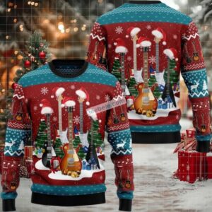 Guitar Xmas Music Ugly Christmas Sweater Womens Sweatshirt