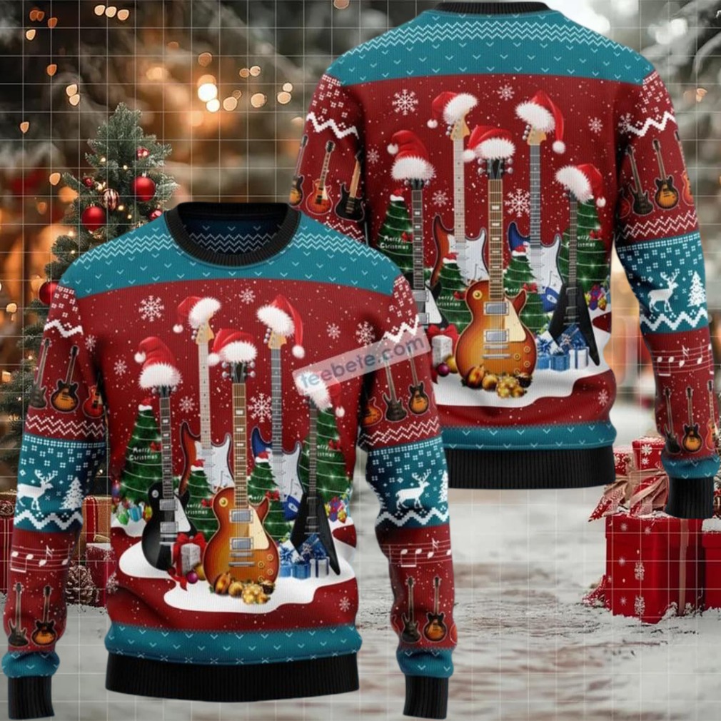 Guitar Xmas Music Ugly Christmas Sweater Womens Sweatshirt