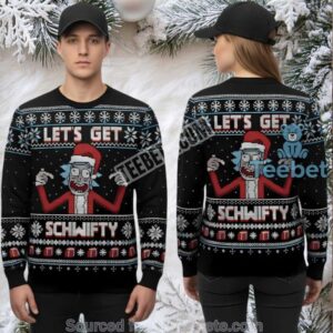 Rick And Morty Ugly Christmas Sweater Black Mens Lets Get Schwifty