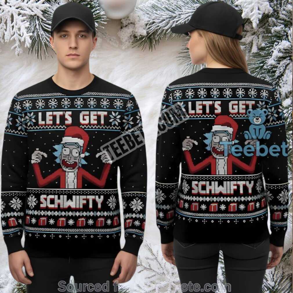 Rick And Morty Ugly Christmas Sweater Black Mens Lets Get Schwifty Rick And Morty Ugly Christmas Sweater Black Mens Lets Get Schwifty
