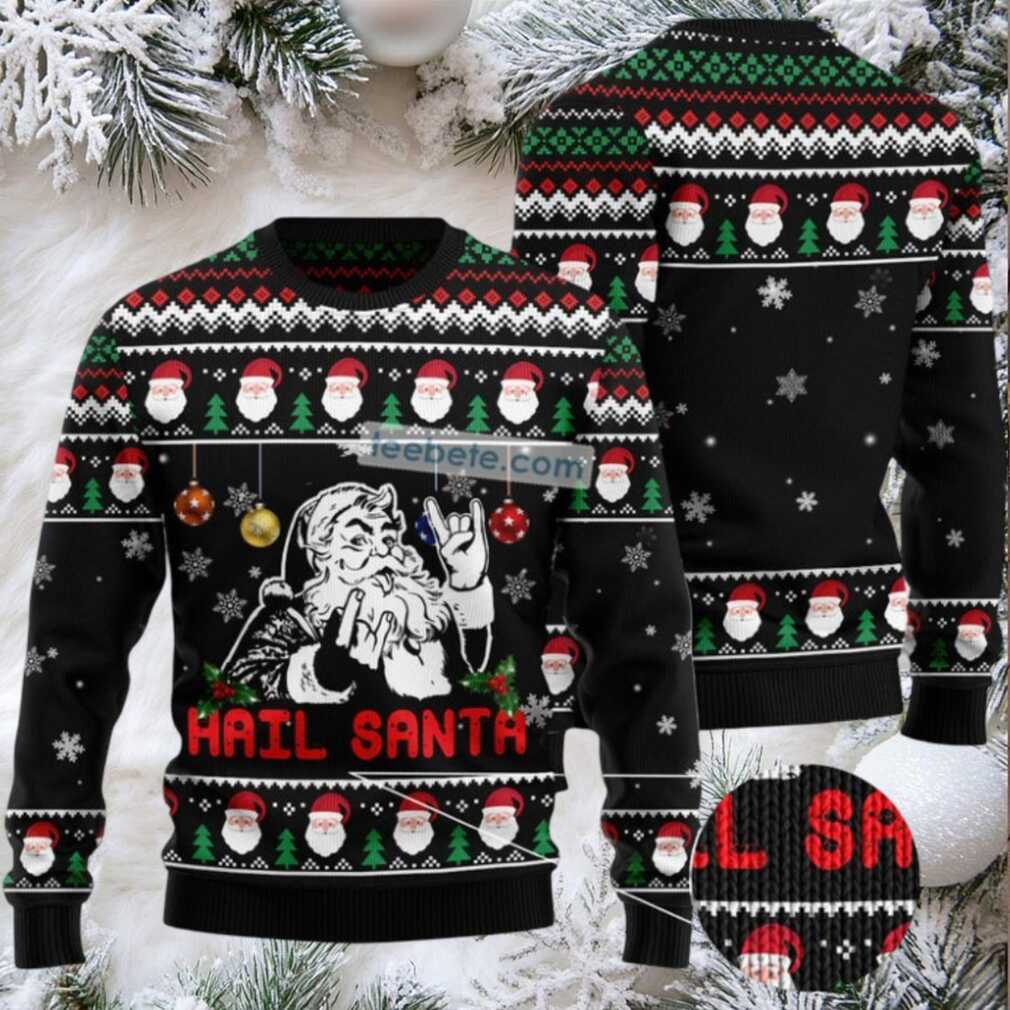 Hail Santa Xmas Tree Ugly Xmas Sweaters Funny - Front View