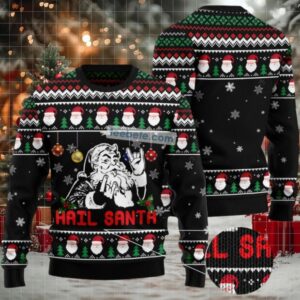 Hail Santa Xmas Tree Ugly Xmas Sweaters Funny