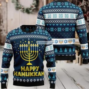 Happy Hanukkah Candles Ugly Sweater Naughty