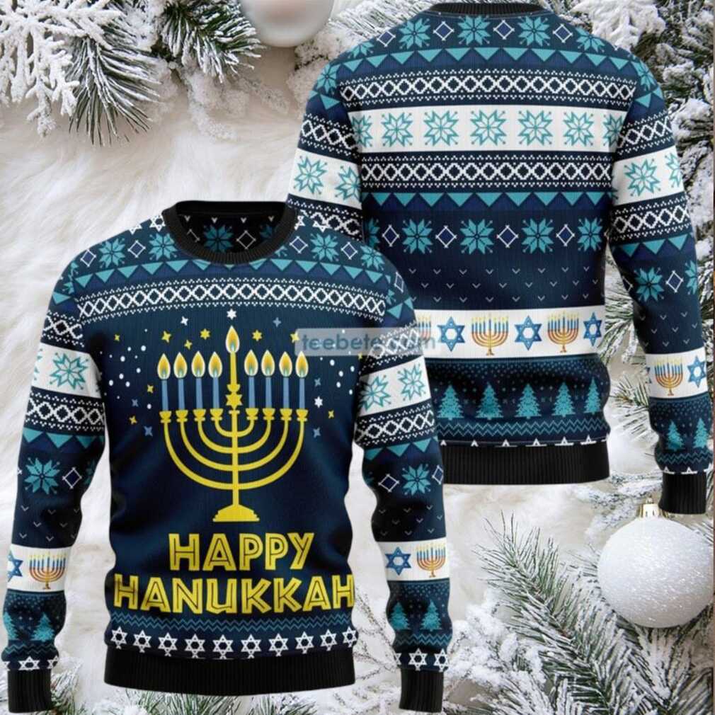 Happy Hanukkah Candles Ugly Sweater Naughty Happy Hanukkah Candles Ugly Sweater Naughty