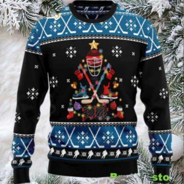 Happy Hockeyday Ugly Christmas Sweater Christmas Unisex Crewneck Sweater