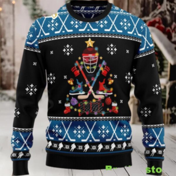 Happy Hockeyday Ugly Christmas Sweater Christmas Unisex Crewneck Sweater