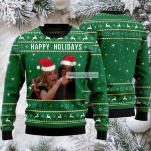 Happy Holiday Xmas Meme Ugly Christmas Sweater Green Crazy