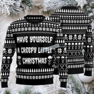 Have Yourself A Creepy Little Skull Ugly Christmas Sweater Black Womens