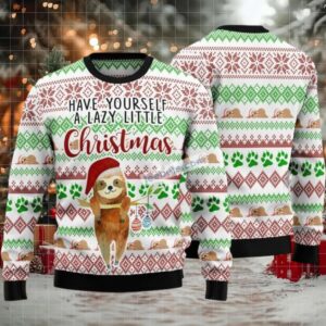 Have Yourself A Lazy Christmas Sloth Ugly Christmas Sweater White Family