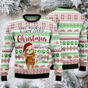 Have Yourself A Lazy Christmas Sloth Ugly Christmas Sweater White Family