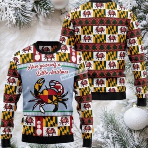 Have Yourself A Little Christmas Crab Ugly Christmas Sweater Big And Tall