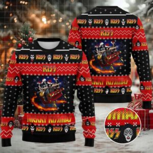 Have Yourself A Merry Little Kissmas Kiss Band 2025 Holiday Ugly Sweater
