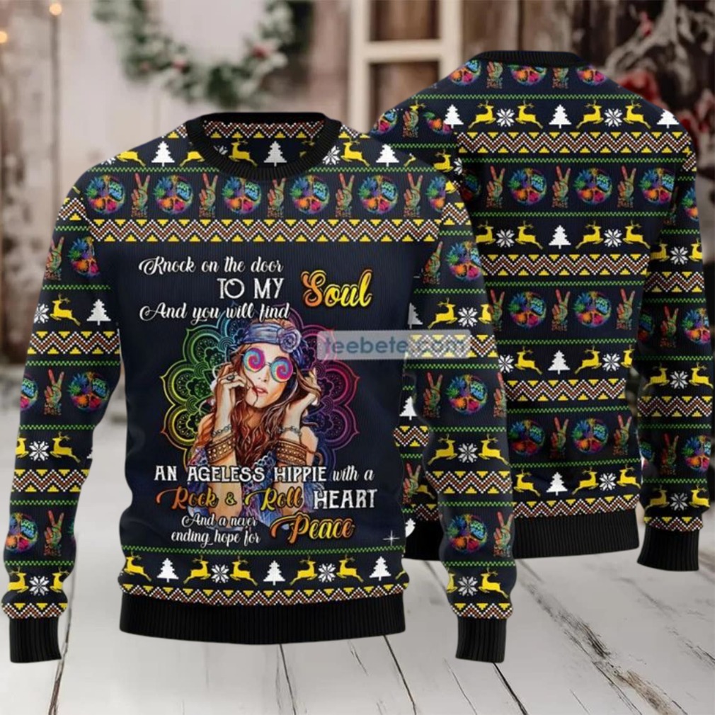 Hippie Girl Ugly Christmas Sweater Blue Cheap