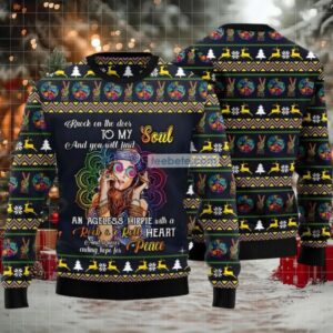 Hippie Girl Ugly Christmas Sweater Blue Cheap