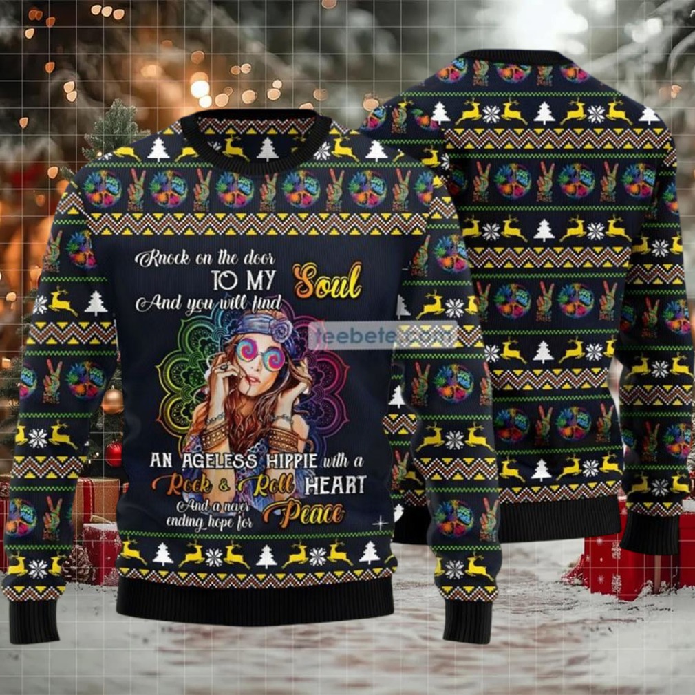 Hippie Girl Ugly Christmas Sweater Blue Cheap