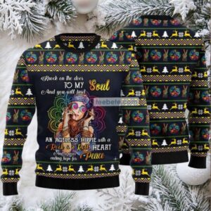 Hippie Girl Ugly Christmas Sweater Blue Cheap