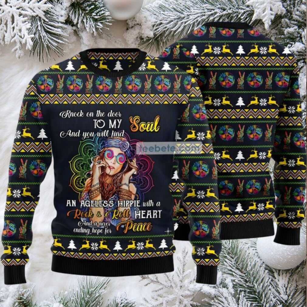 Hippie Girl Ugly Christmas Sweater Blue Cheap Hippie Girl Ugly Christmas Sweater Blue Cheap