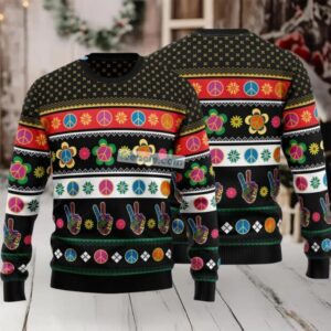 Hippie Peace Sign Ugly Christmas Sweater