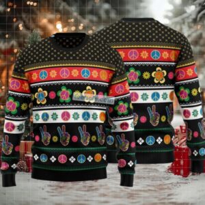 Hippie Peace Sign Ugly Christmas Sweater
