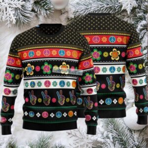 Hippie Peace Sign Ugly Christmas Sweater
