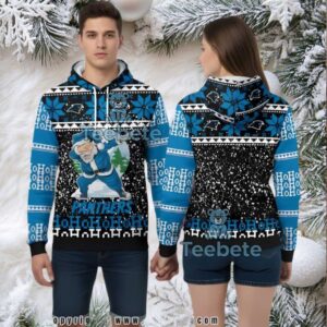 Carolina Panthers Santa Claus Ho Ho Ho 3D Ugly Hoodie Zip Up