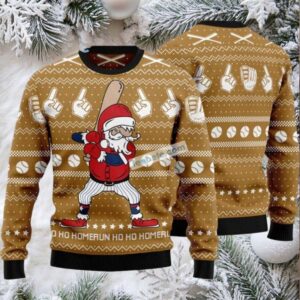 Ho Ho Ho Santa Claus Baseball Player Ugly Christmas Sweater Adults