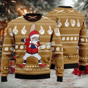 Ho Ho Ho Santa Claus Baseball Player Ugly Christmas Sweater Adults