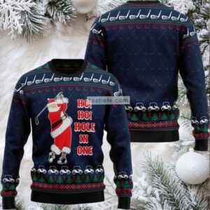 Ho Ho Hole In One Santa Claus Hockey Ugly Christmas Sweater Crazy