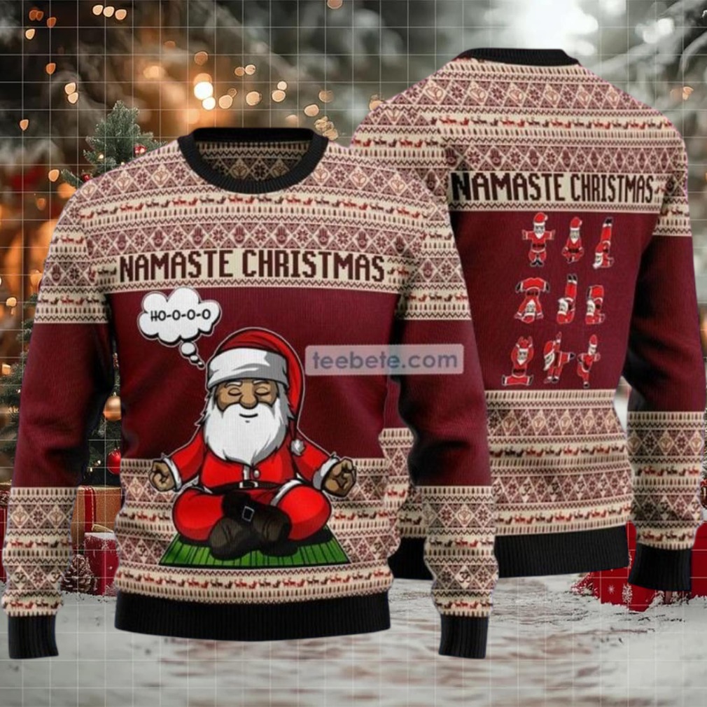Hooo Namaste Christmas Yoga Santa Claus Ugly Christmas Sweater Best Hooo Namaste Christmas Yoga Santa Claus Ugly Christmas Sweater Best