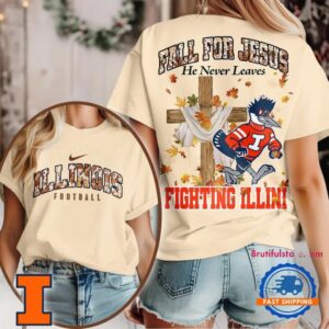 Illinois Fighting Illini 2025 NCAA Season Fall For Jesus Unisex 3D Shirt