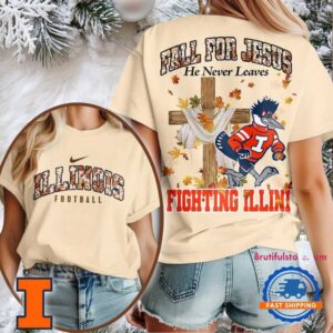 Illinois Fighting Illini 2025 NCAA Season Fall For Jesus Unisex 3D Shirt