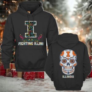 Illinois Fighting Illini Dia De Los Muertos T Shirt College Football Fan Tee