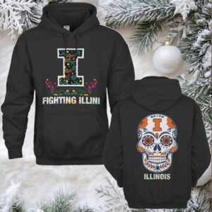 Illinois Fighting Illini Dia De Los Muertos T Shirt College Football Fan Tee